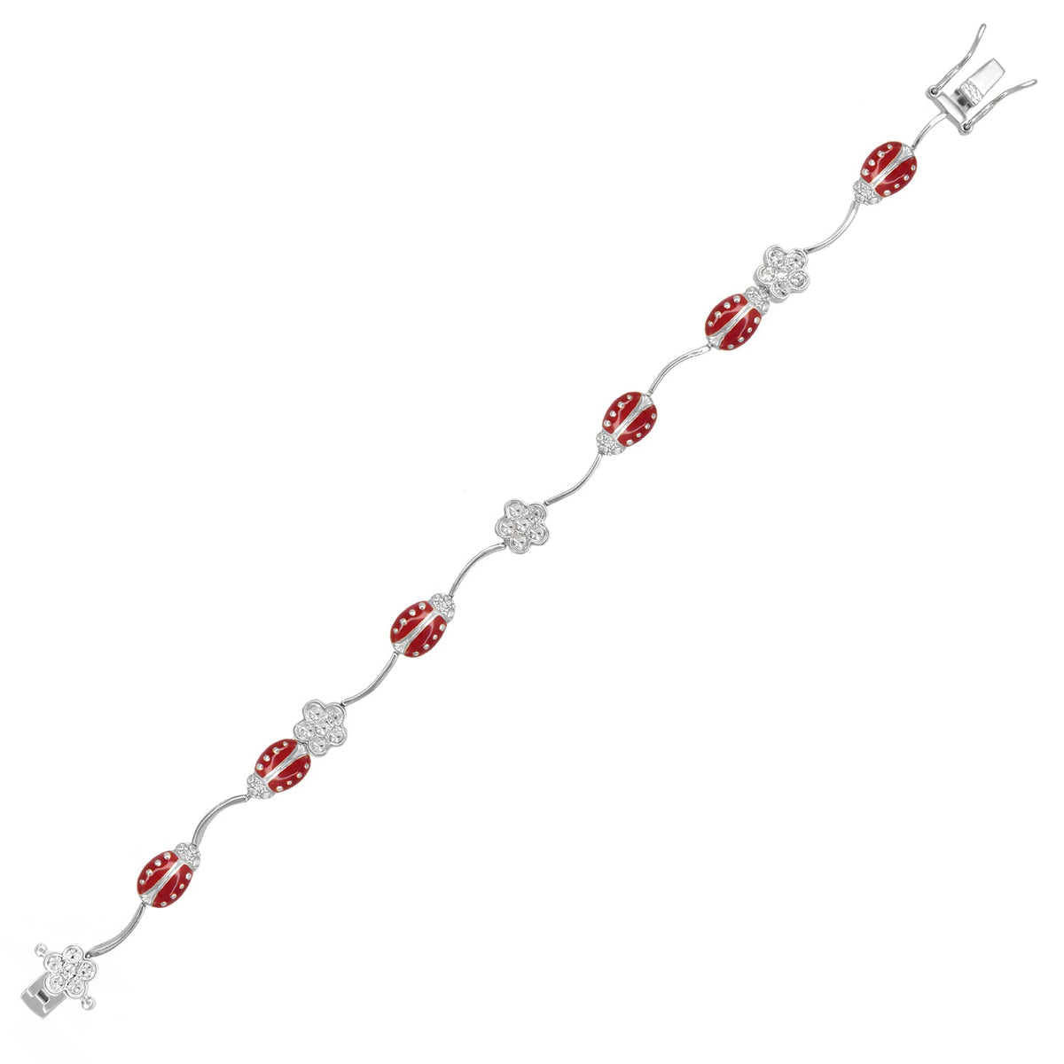 Lady Poof Bracelet red enamel beads with crystal accents by Lauren G Adams on Tampa Home & Garden Store
