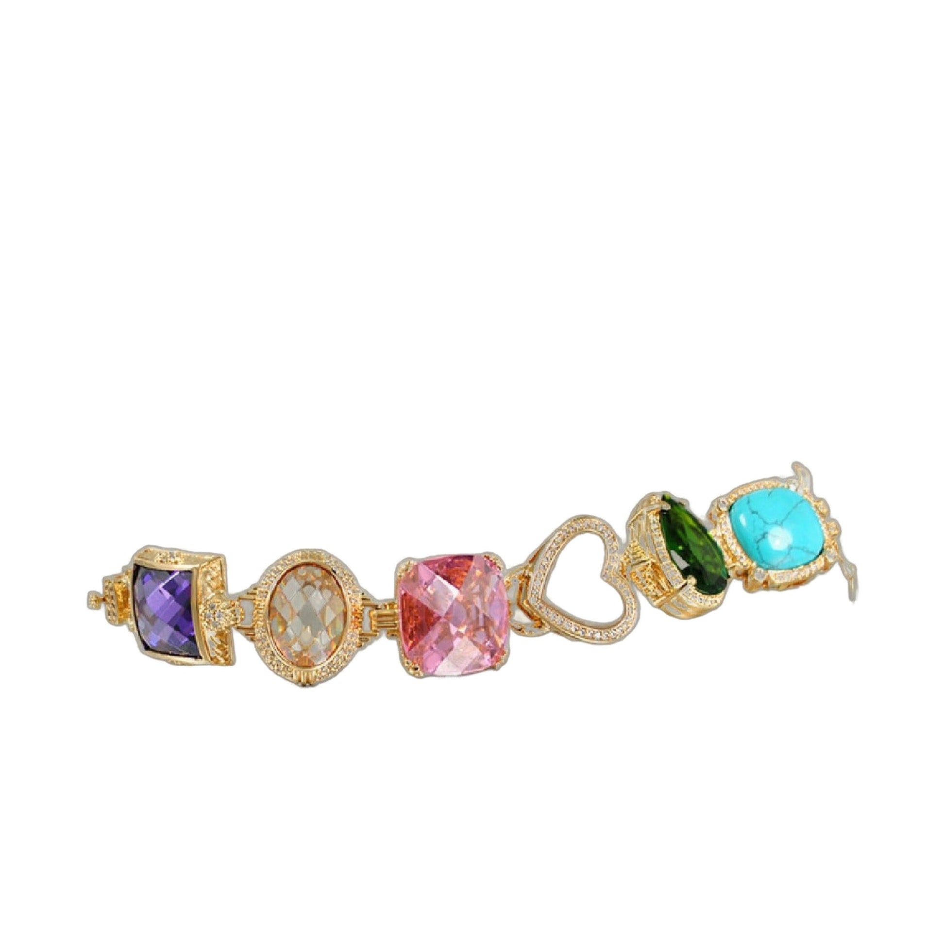 Lga Cocktail Bracelet gold-tone statement piece with multicolor gemstone links by Lauren G Adams on Tampa Home & Garden Store