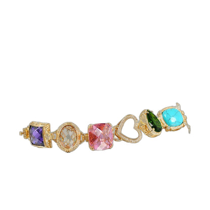Lga Cocktail Bracelet gold-tone statement piece with multicolor gemstone links by Lauren G Adams on Tampa Home & Garden Store