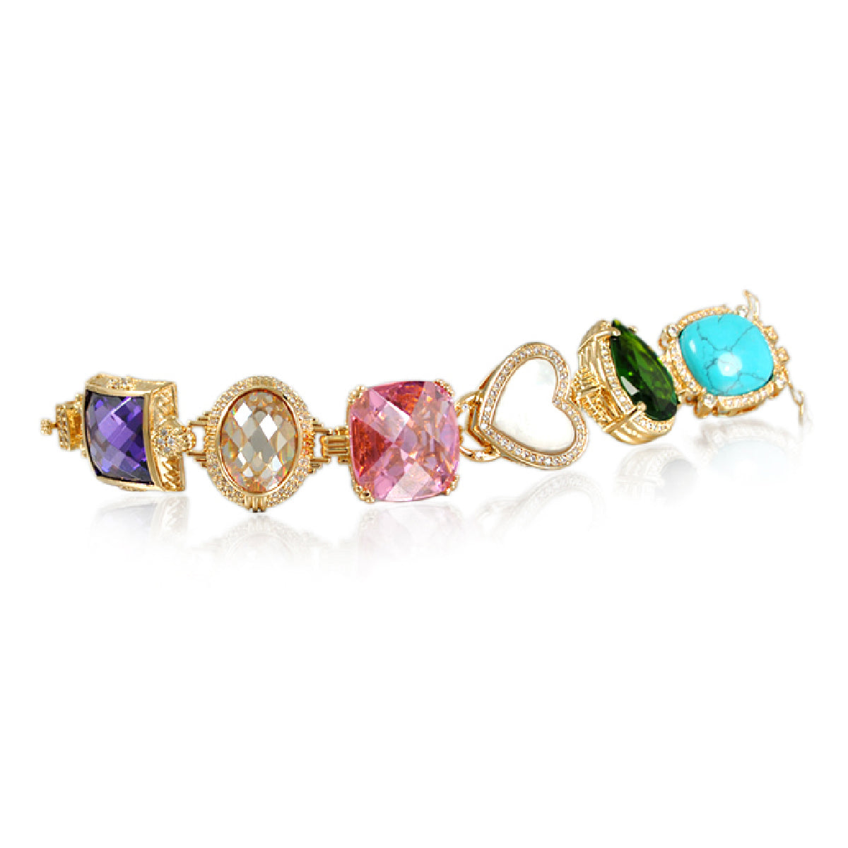Lga Cocktail Bracelet gold-tone with colorful gemstones purple pink turquoise by Lauren G Adams on Tampa Home & Garden Store