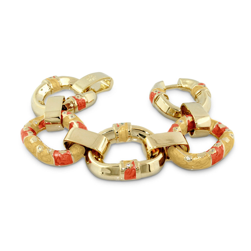 Flowering Vines enamel bracelet, gold-tone links with red enamel accents by Lauren G Adams on Tampa Home & Garden Store