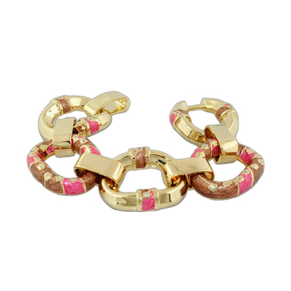 Flowering Vines enamel bracelets by Lauren G Adams, gold-tone with pink floral enamel, set of 2 on Tampa Home & Garden Store