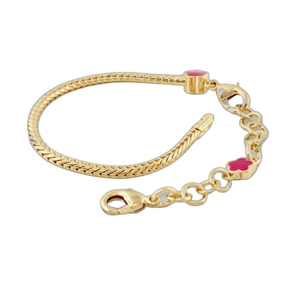 Gabriella Beads Bracelet by Lauren G Adams, gold-tone rope chain with pink bead accents on Tampa Home & Garden Store