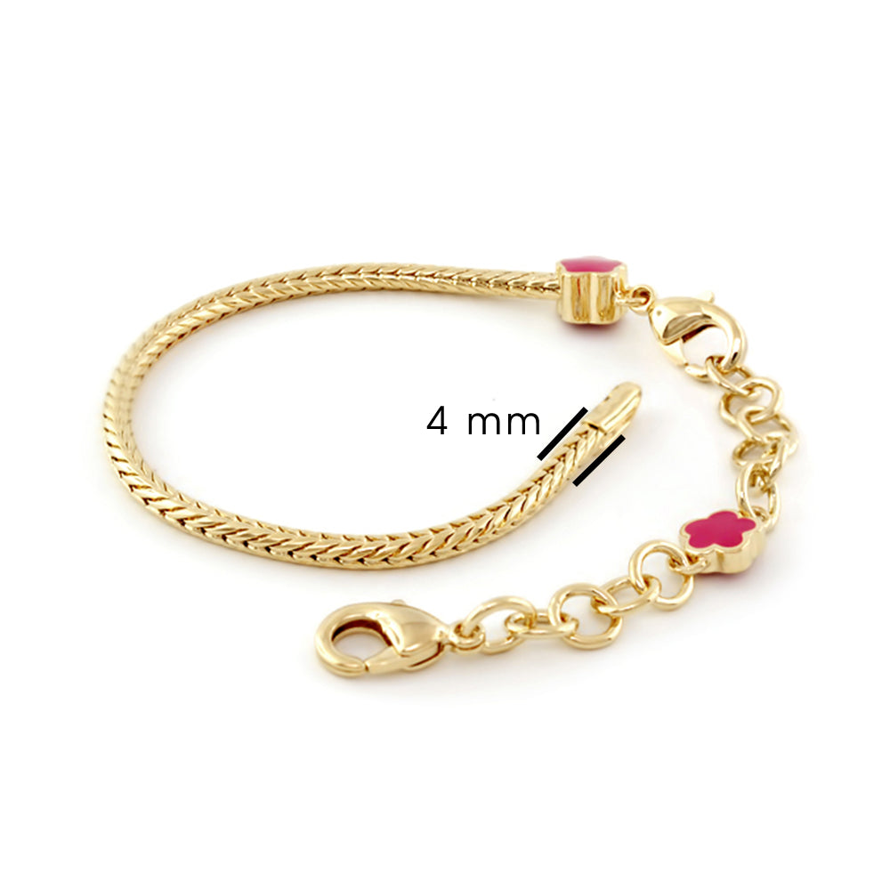 Gabriella Beads Bracelet gold-tone braided chain with pink charm and extender by Lauren G Adams on Tampa Home & Garden Store