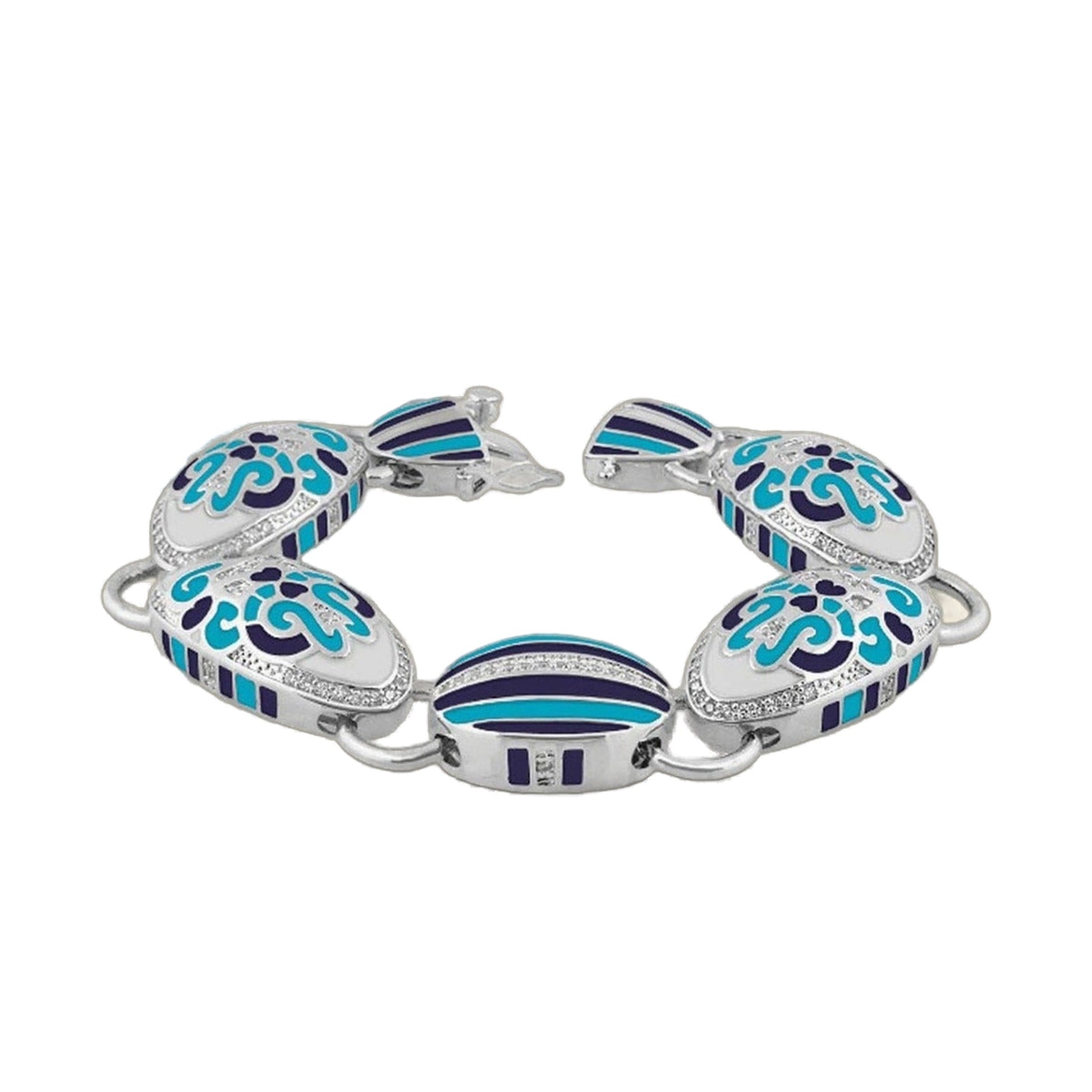 Psychedelic Swirls Bracelet by Lauren G Adams: teal blue purple enamel links on silver on Tampa Home & Garden Store