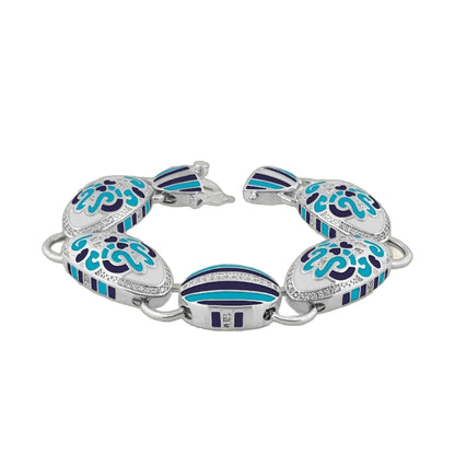 Psychedelic Swirls Bracelet by Lauren G Adams: teal blue purple enamel links on silver on Tampa Home & Garden Store