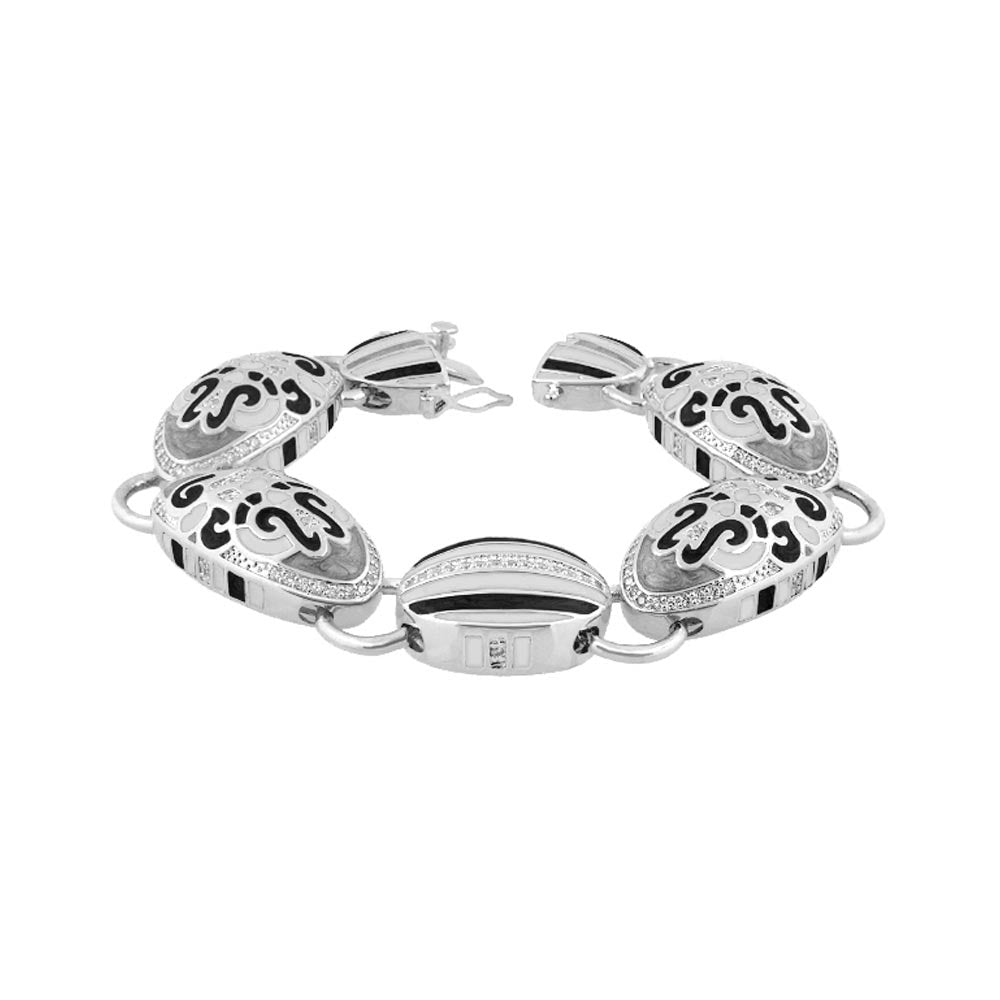 Psychedelic Swirls Bracelet by Lauren G Adams, silver-tone with black enamel swirls on Tampa Home & Garden Store