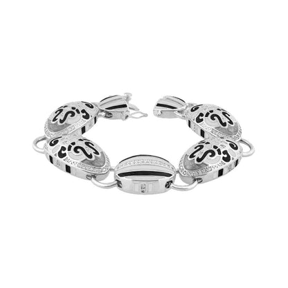 Psychedelic Swirls Bracelet by Lauren G Adams, silver-tone with black enamel swirls on Tampa Home & Garden Store