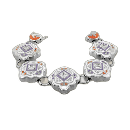 Mandarine Oriental enamel bracelet with orange and purple floral details by Lauren G Adams on Tampa Home & Garden Store