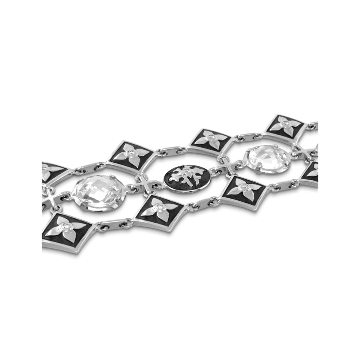 Mandarine Oriental Enamel Bracelet by Lauren G Adams with black square links and crystal accent on Tampa Home & Garden Store