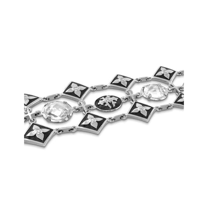 Mandarine Oriental Enamel Bracelet by Lauren G Adams with black square links and crystal accent on Tampa Home & Garden Store