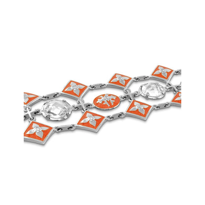Mandarine Oriental enamel bracelet with orange square links and floral motifs by Lauren G Adams on Tampa Home & Garden Store