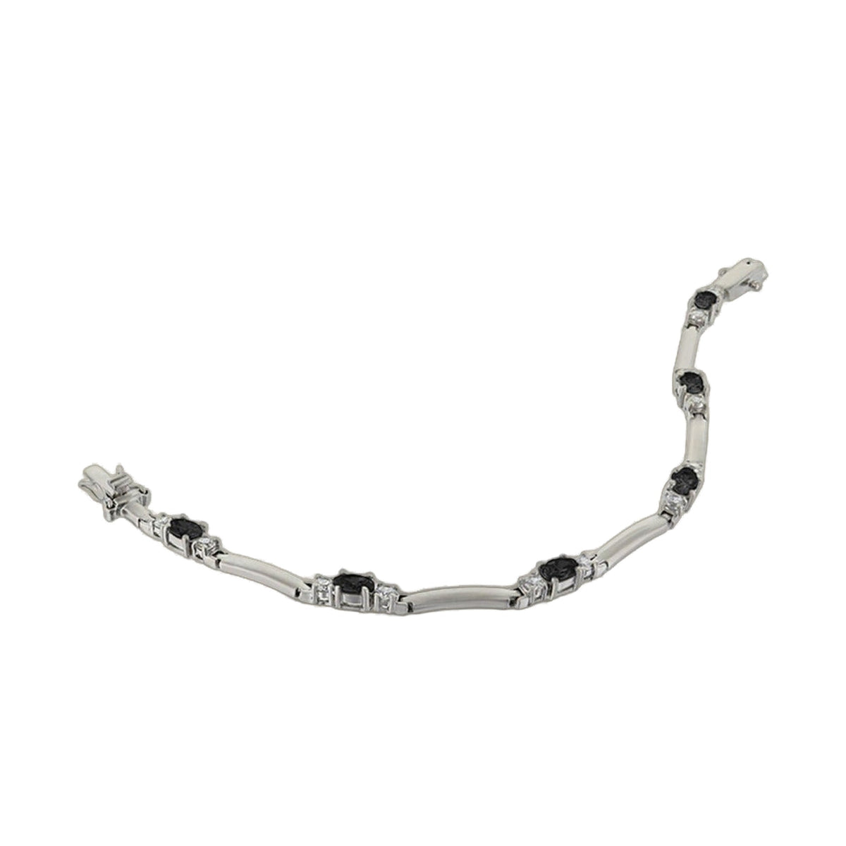 Bridal floral bracelet by Lauren G Adams, silver-tone links with black stones on Tampa Home & Garden Store