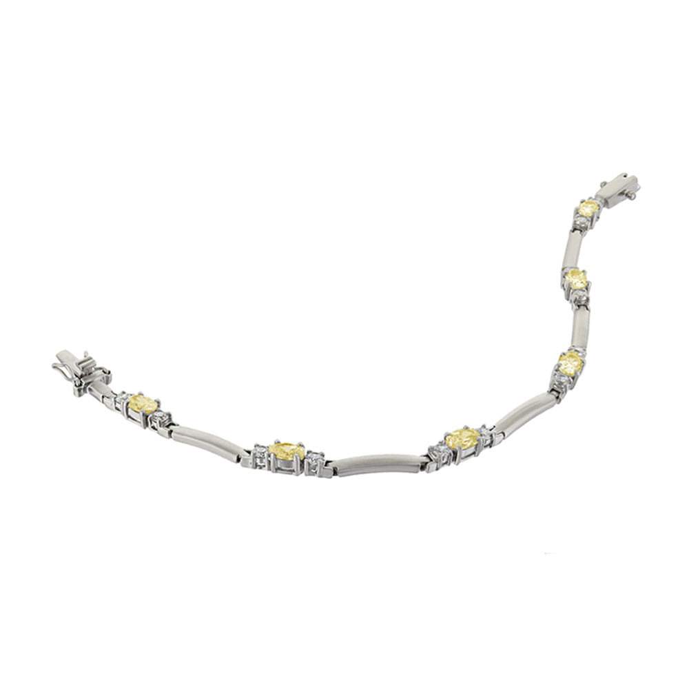 Bridal Floral Bracelet by Lauren G Adams, silver-tone links with yellow and clear stones on Tampa Home & Garden Store