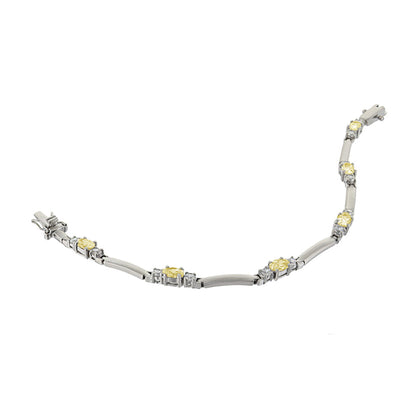 Bridal Floral Bracelet by Lauren G Adams, silver-tone links with yellow and clear stones on Tampa Home & Garden Store