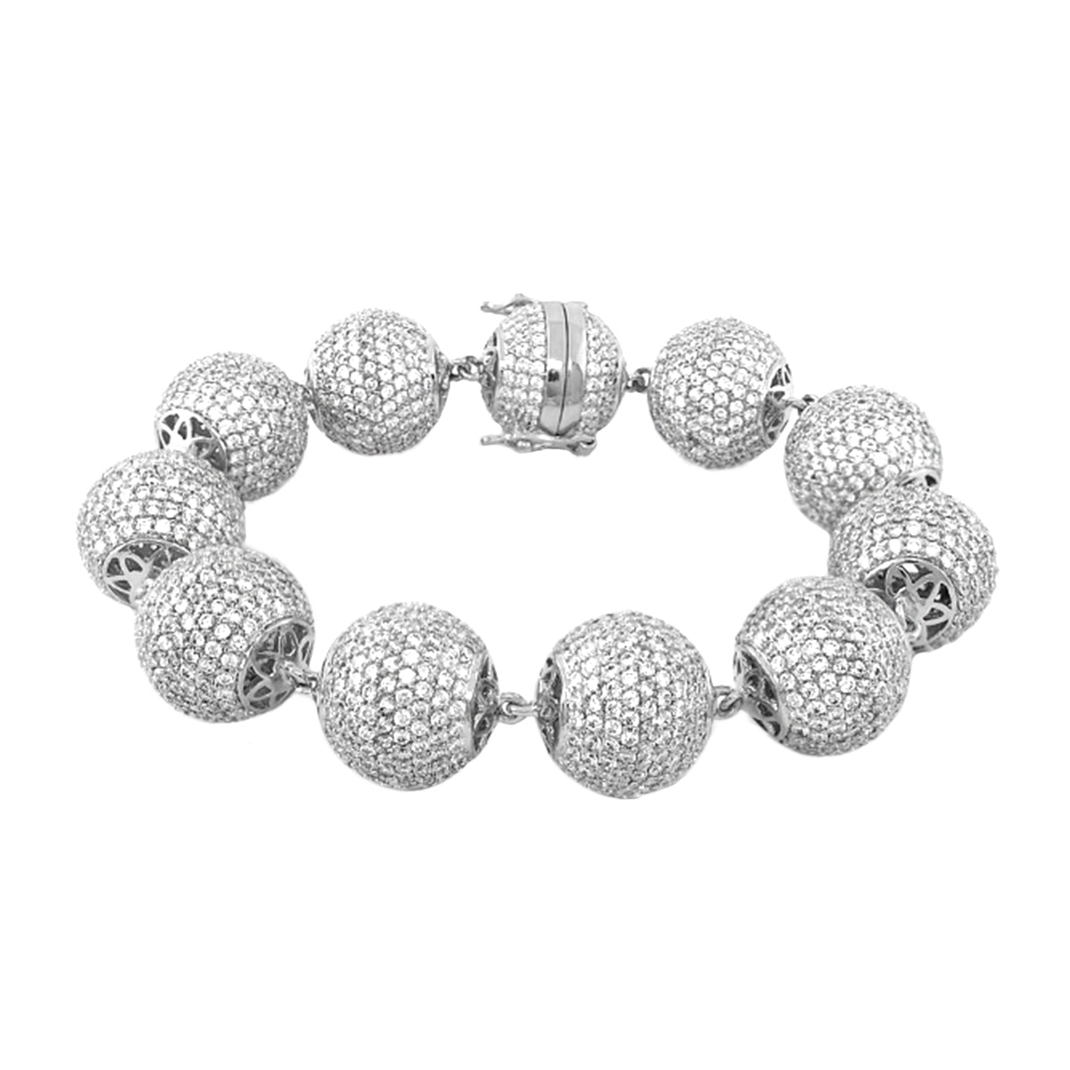 Shimmer and Glimmer Round Pave Ball Bracelet by Lauren G Adams, silver crystal pave beads on Tampa Home & Garden Store