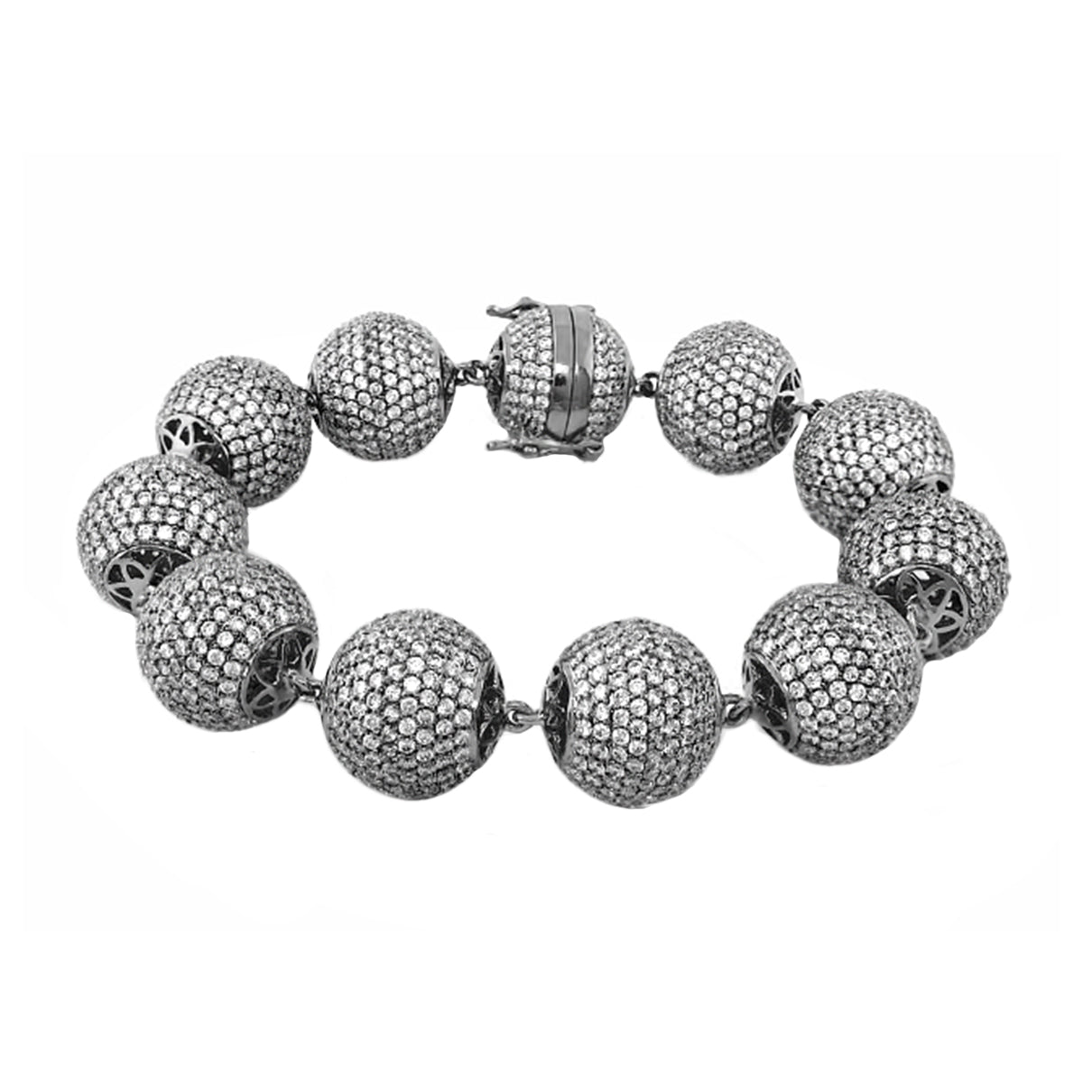 Shimmer and Glimmer Round Pave Ball Bracelet silvertone with Lauren G Adams pave beads on Tampa Home & Garden Store