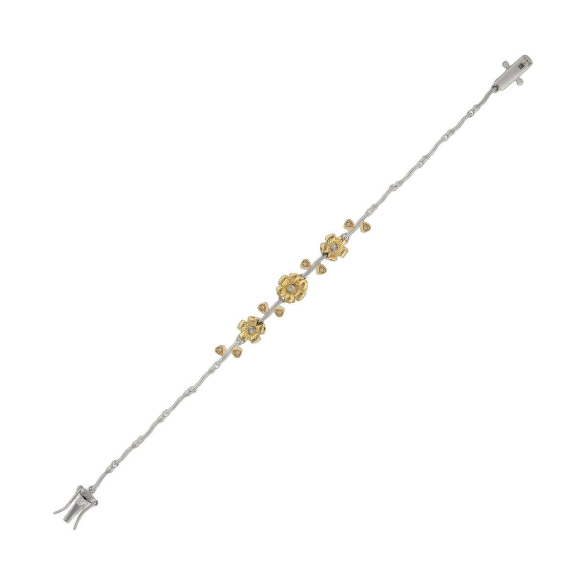 Classic Flower Bracelet by Lauren G Adams on silver chain with gold floral charms on Tampa Home & Garden Store