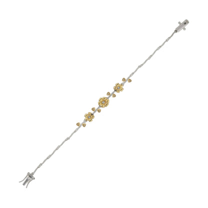 Classic Flower Bracelet by Lauren G Adams on silver chain with gold floral charms on Tampa Home & Garden Store