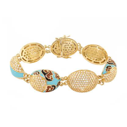 Fab Bracelet Lauren G Adams gold-tone oval links with pave crystals and turquoise enamel accents on Tampa Home & Garden Store
