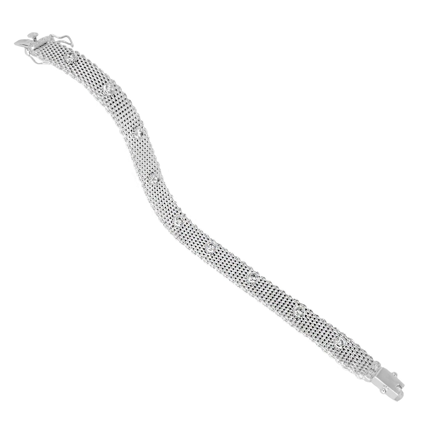 Cz Mesh Bracelet by Lauren G Adams, silver mesh band with crystal accents on Tampa Home & Garden Store