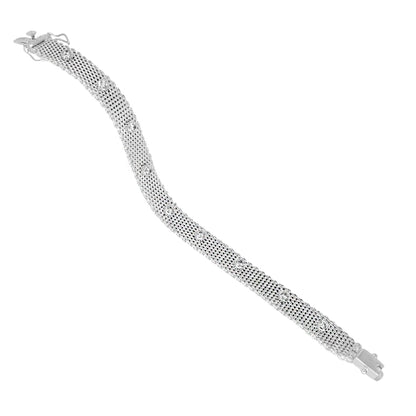 Cz Mesh Bracelet by Lauren G Adams, silver mesh band with crystal accents on Tampa Home & Garden Store