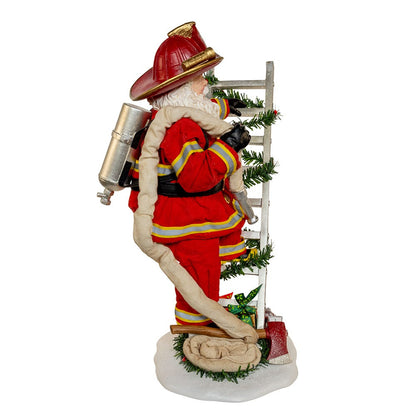 Fabriche Bombero Papá Noel en Escalera - 11.5 pulgadas