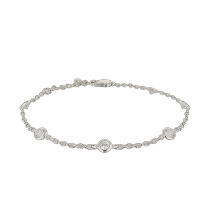 LGA 925 Anklet by Lauren G Adams; silver-tone chain with bezel-set crystal accents on Tampa Home & Garden Store
