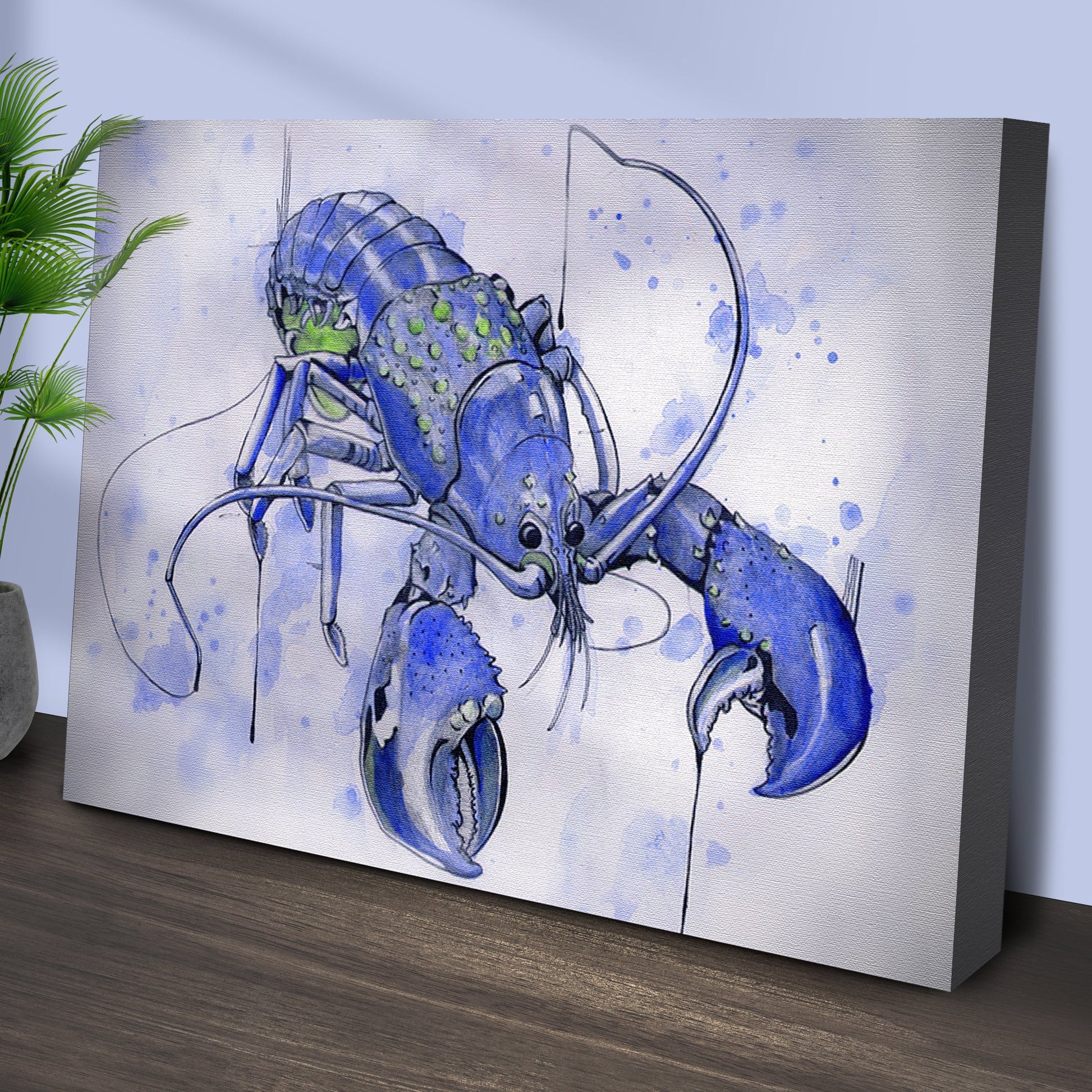 Lobster Watercolor Painting on Canvas Wall Art VI blue hues Tailored Canvases Crafting Canvas on Tampa Home & Garden Store