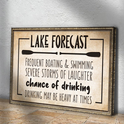 Lake Forecast Sign canvas print by Tailored Canvases, rustic framed parchment background on Tampa Home & Garden Store
