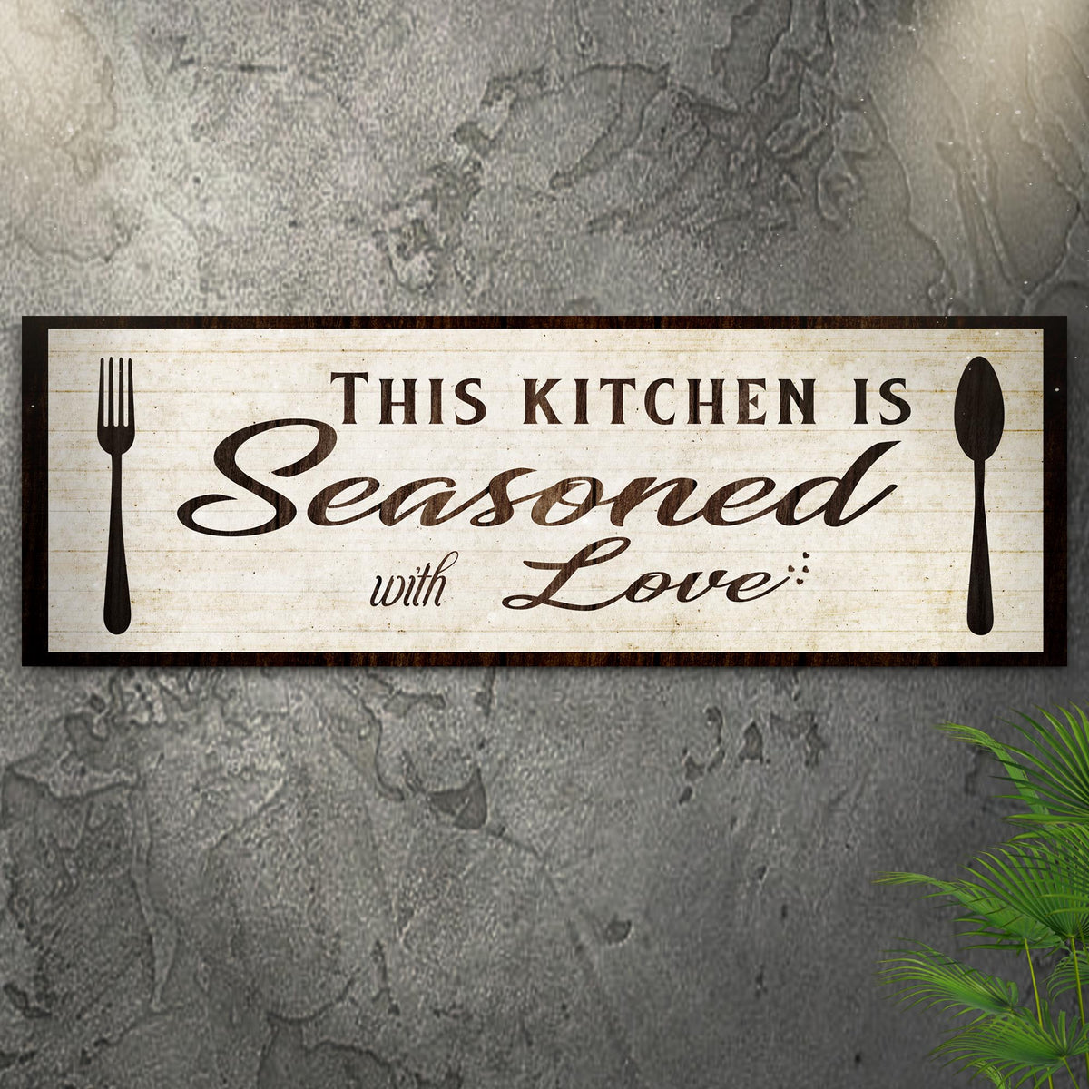 Tailored Canvases canvas sign This Kitchen Is Seasoned with Love with fork and spoon motifs on Tampa Home & Garden Store