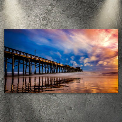 Beach Pier & Ocean Horizon canvas wall art by Tailored Canvases, sunset colors over a wooden pier on Tampa Home & Garden Store