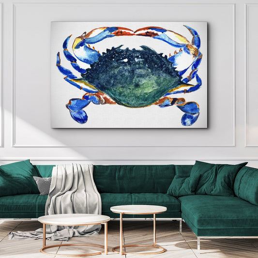 Crab Art Watercolor Canvas Wall Art Tailored Canvases blue orange hues on Tampa Home & Garden Store
