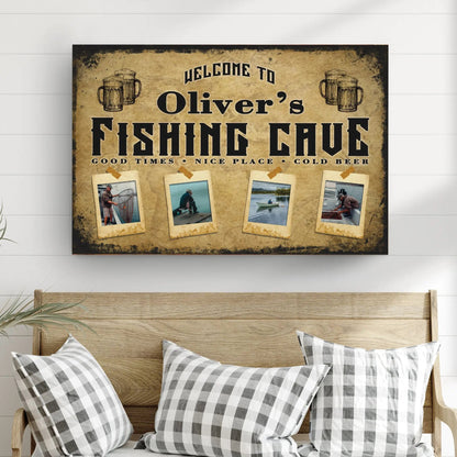 Canvas sign Welcome to Oliver's Fishing Cove with vintage motif Tailored Canvases crafting canvas on Tampa Home & Garden Store