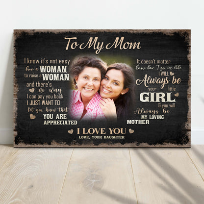 To My Mom I Love You Sign II canvas by Tailored Canvases, rustic chalkboard-style on Tampa Home & Garden Store