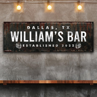 Rustic bar sign canvas by Tailored Canvases, crafting canvas featuring DALLAS, TX WILLIAMS BAR on Tampa Home & Garden Store