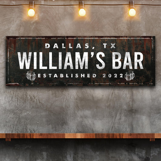 Rustic bar sign canvas by Tailored Canvases, crafting canvas featuring DALLAS, TX WILLIAMS BAR on Tampa Home & Garden Store