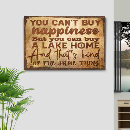 Lake Home Sign Canvas in rustic beige with vintage lettering Tailored Canvases on Tampa Home & Garden Store