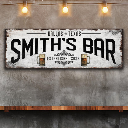 Canvas Rustic Bar Sign II by Tailored Canvases with vintage Dallas Texas type and beer mugs on Tampa Home & Garden Store