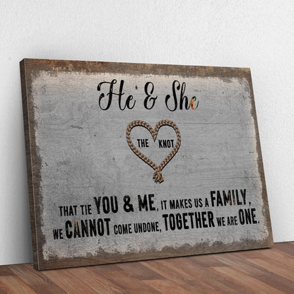 Canvas He And She You And Me Together Sign by Tailored Canvases with rope heart on Tampa Home & Garden Store