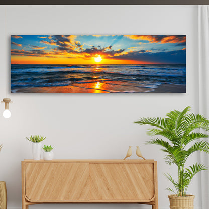 Sunrise On Atlantic Ocean Canvas Wall Art II by Tailored Canvases, vivid dawn hues on Tampa Home & Garden Store