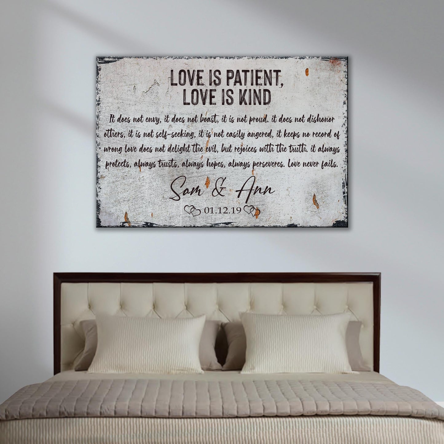 Love Is Patient, Love Is Kind canvas sign by Tailored Canvases on Tampa Home & Garden Store
