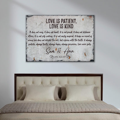 Love Is Patient, Love Is Kind canvas sign by Tailored Canvases on Tampa Home & Garden Store