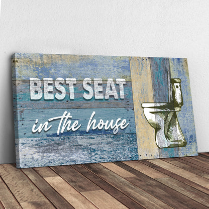 Best Seat In The House Toilet Sign II canvas with panels Tailored Canvases on Tampa Home & Garden Store