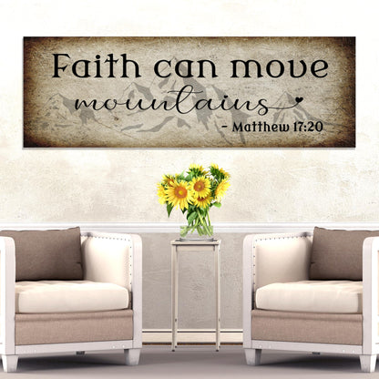 Tailored Canvases crafting canvas sign Faith Can Move Mountains Matthew 17:20 on parchment on Tampa Home & Garden Store