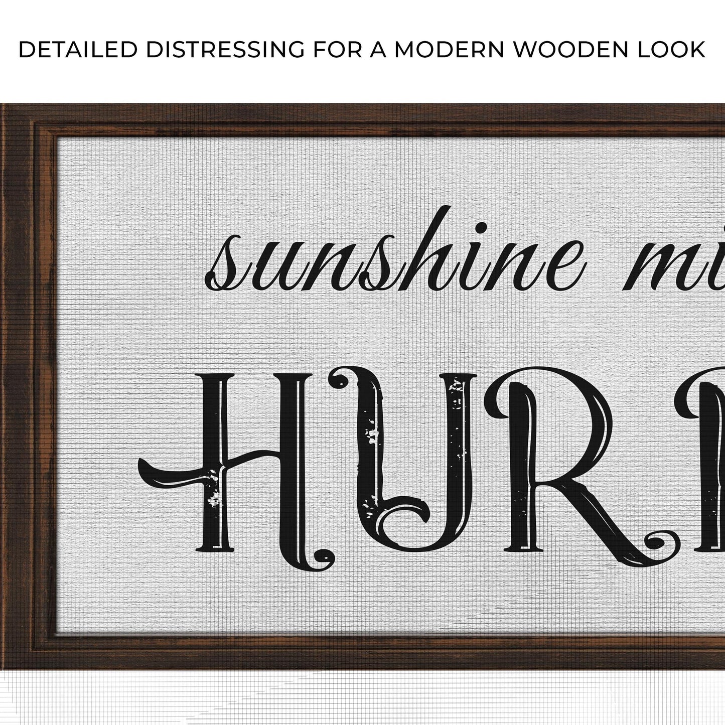 Sunshine Mixed With A Little Hurricane Sign II canvas with dark wood frame and black script on Tampa Home & Garden Store