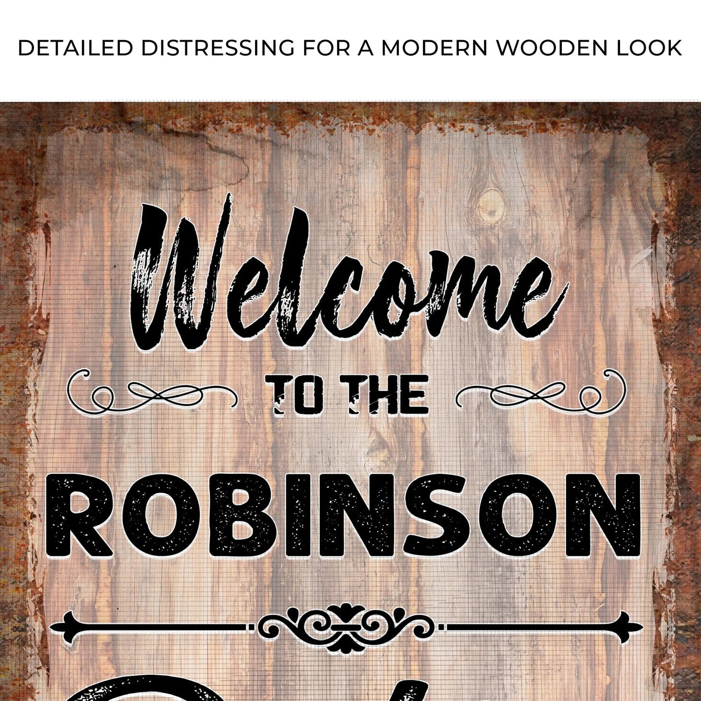 Welcome To The Patio Sign IV canvas by Tailored Canvases with wood backdrop and black script on Tampa Home & Garden Store