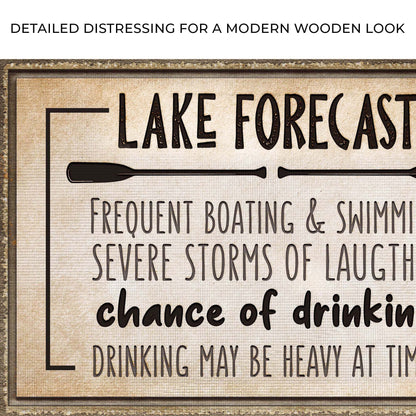Lake Forecast Sign canvas by Tailored Canvases in a distressed wood frame crafting canvas on Tampa Home & Garden Store