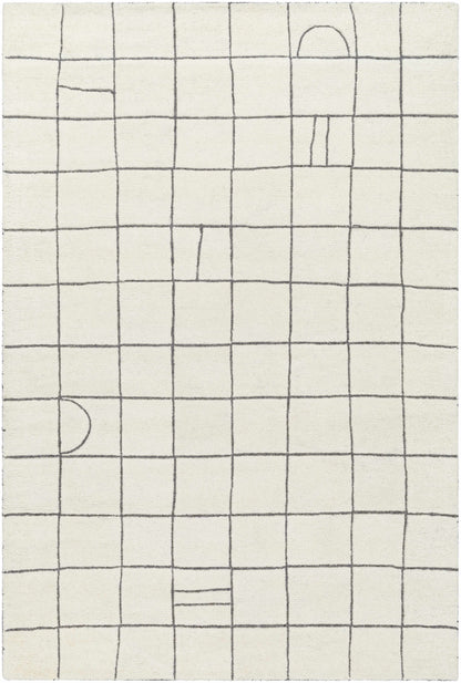 Tanya Pearl White Grid Wool Rug by Boutique Rugs, white grid lines, wool rug clearance on Tampa Home & Garden Store