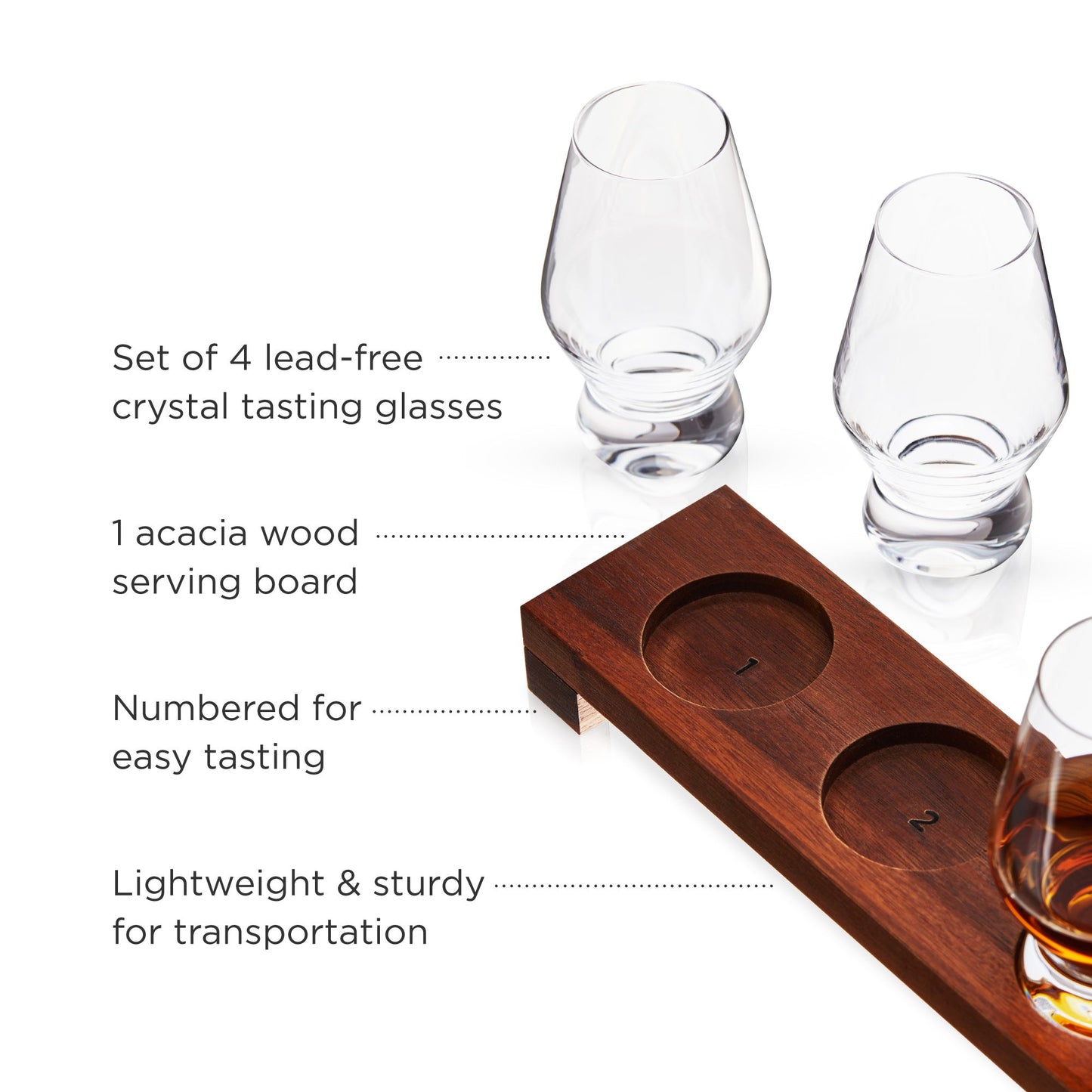 Crystal Tumbler Set and Wooden Flight Board
